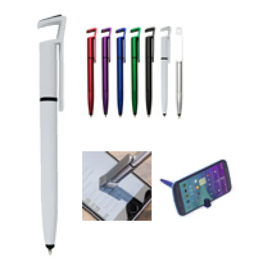 Caneta Plástica Touch com Suporte personalizado 00708-IA em fundo branco