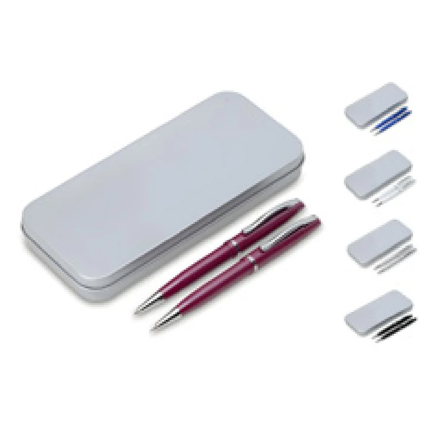 Conjunto Caneta e Lapiseira Metal personalizado 07005-IA em fundo branco