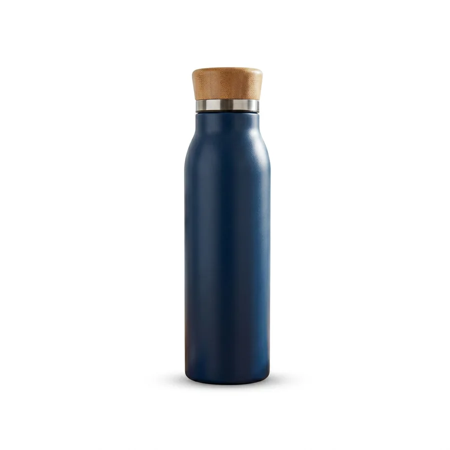 Garrafa térmica 600ml com bambu personalizável, código 19072-IA