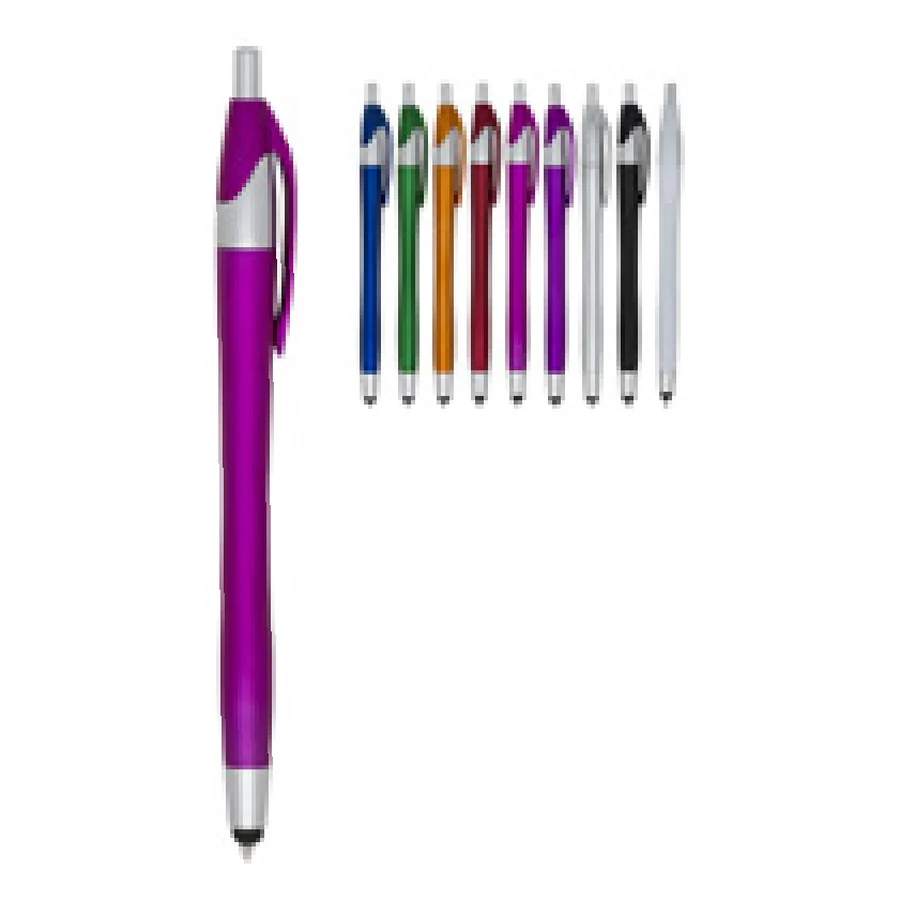 Caneta Plástica Touch personalizado 12638-IA em fundo branco