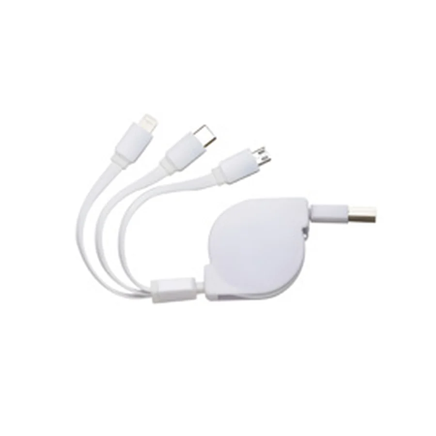 Cabo USB retrátil 3 em 1 - brinde corporativo personalizado