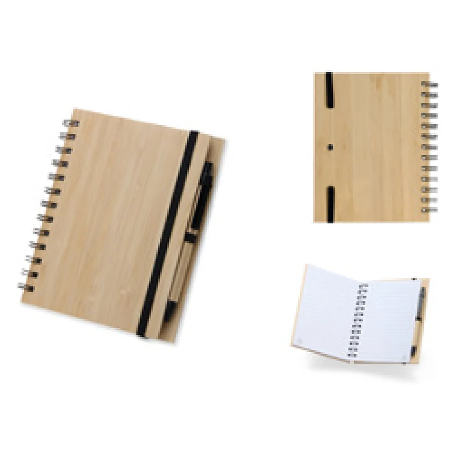 Caderno de Papelão com Caneta personalizado 18748-IA em fundo branco
