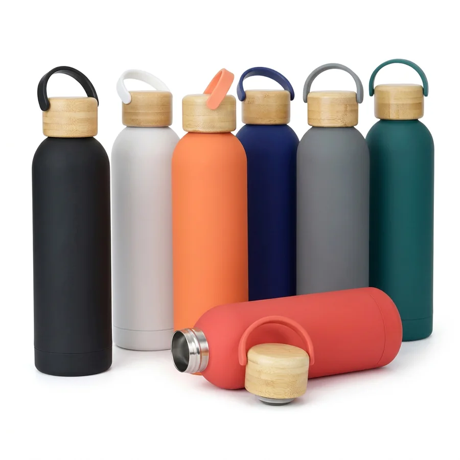 Garrafa térmica 500ml com bambu personalizável, código 19104-IA