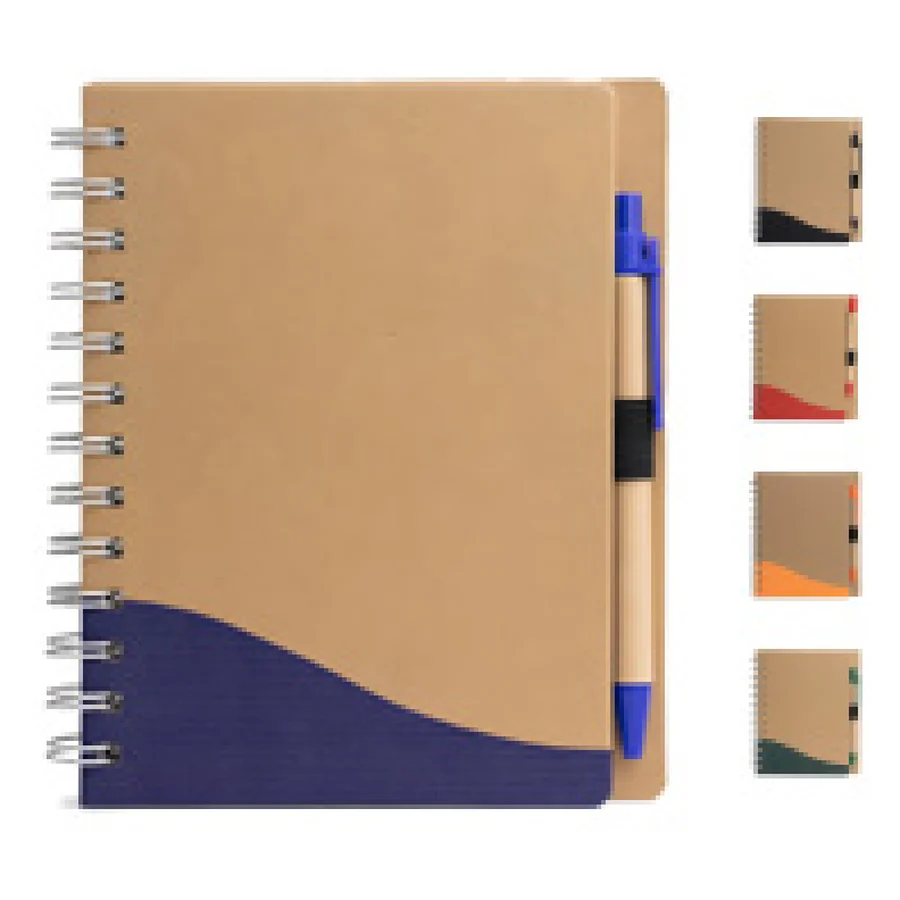 Caderno Ecológico com Caneta personalizado 06098-IA em fundo branco
