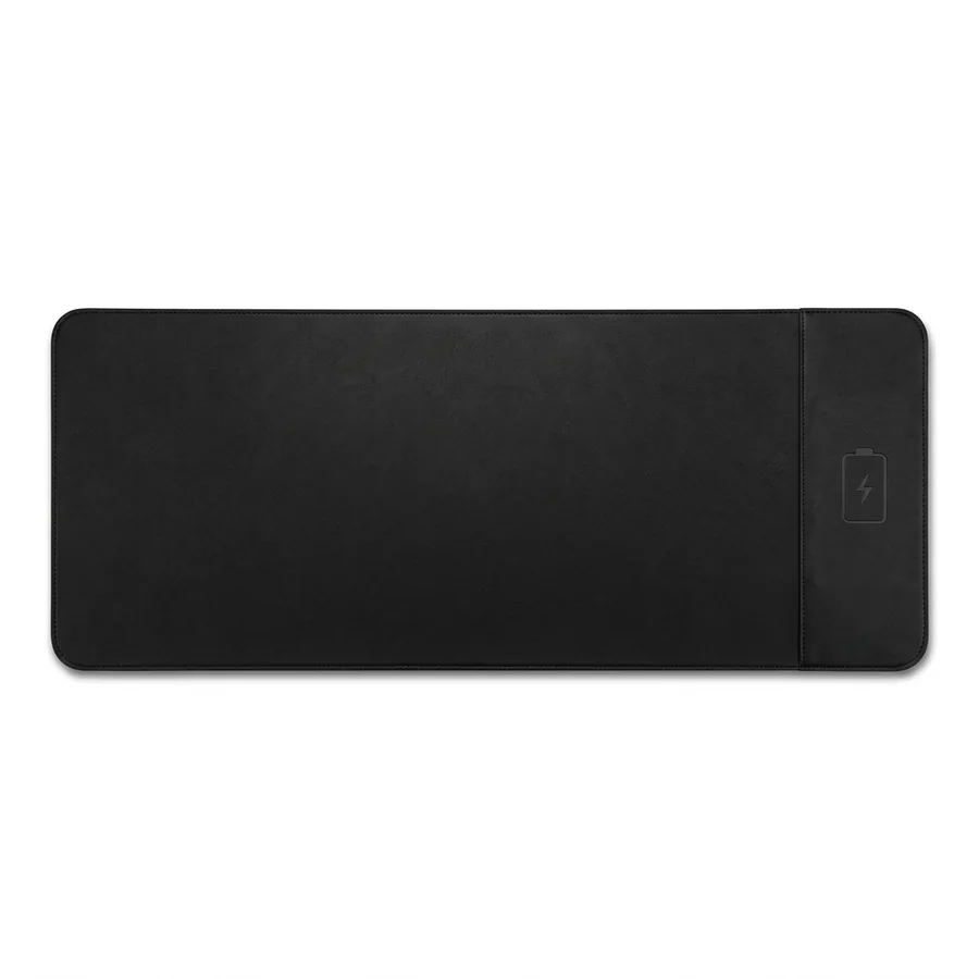 Desk Pad com carregamento por indução em fundo branco