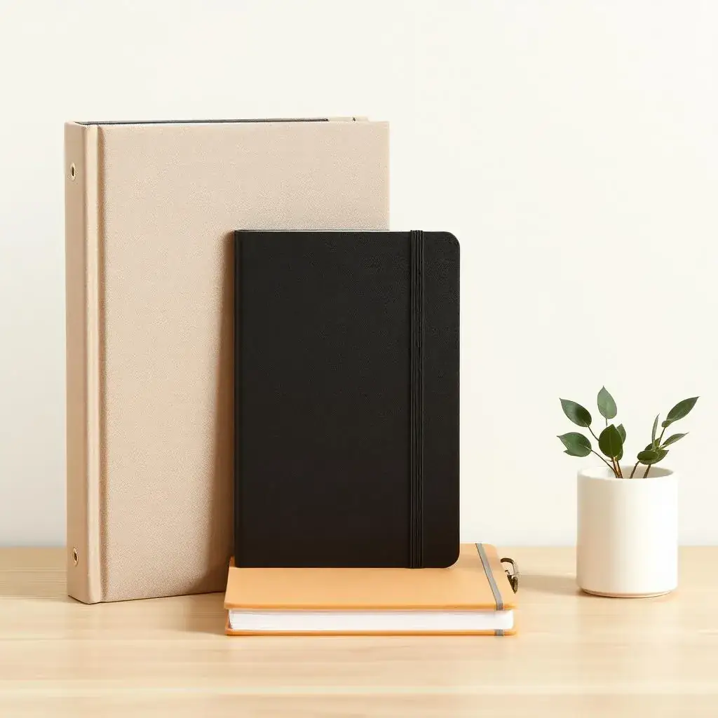 Brindes de escritório personalizados: cadernos, canetas e blocos para kit de onboarding
